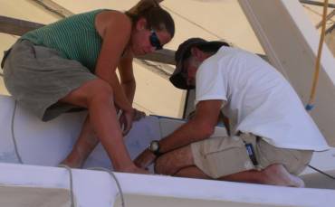 Jon and Amanda working to get the aft cockpit doors hung right