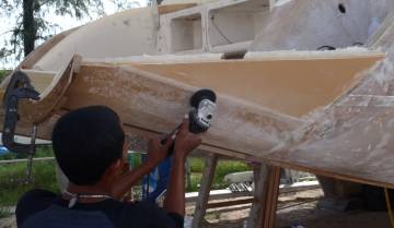 Baw smoothing a joint-line on starboard extension