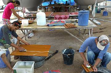 Chambron, Baw, & Heru working on our many floorboards