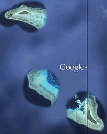 Extensive reef and island system disappearing into Google's fog in SE Indonesia