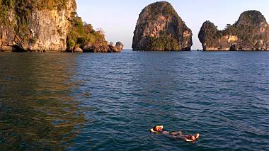 Dave and Gail take a relaxing swim at Railay Beach