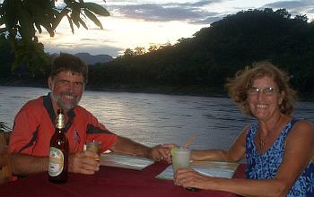 Our 35th anniversary dinner, over the Mekong