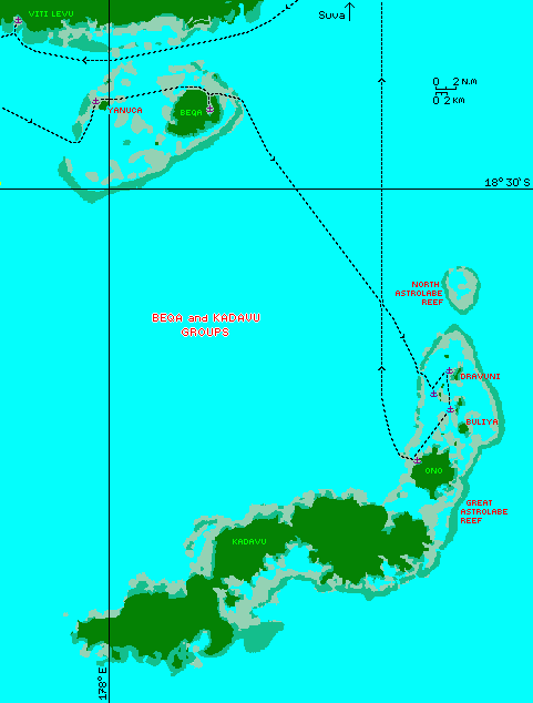 Yanuca Island Fiji Map Southern Islands