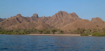 The anchorage at Pink (aka Red) Beach, Komodo, Indonesia