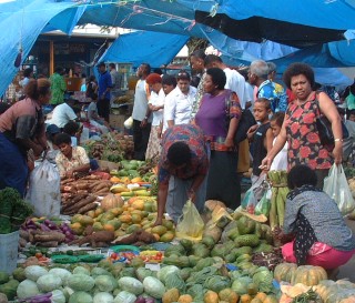 Typical scene outside the Suva market