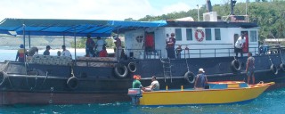 An inter-island cargo boat bringing passengers and goods to the Yasawas.