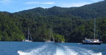 Ocelot, Per Ardua, & Villa G anchored in Finger Bay