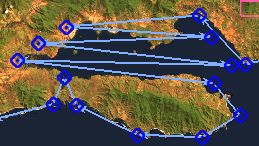 Zigzag route across a bay