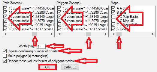 Sat2Chart Zoom and Maps Selection dialog